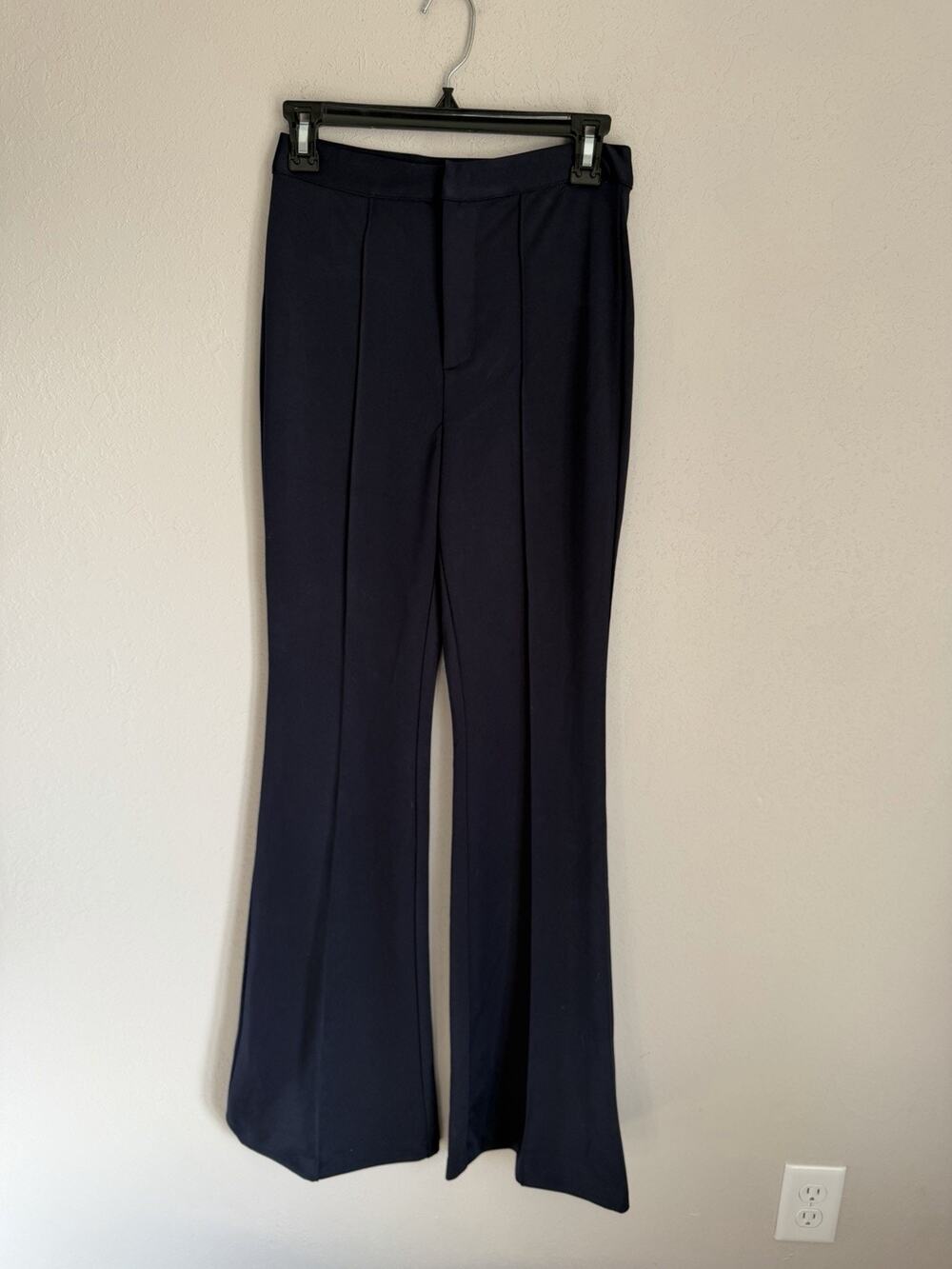 Vici Navy Blue Flat Front Flare Leg Pants Womens S Office Careerwear Classic